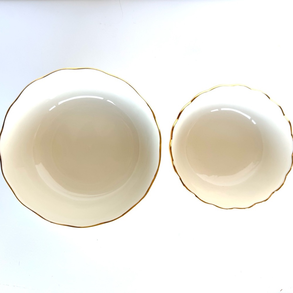 Lenox Ivory Rose Blossom Bowls Gold Trim Porcelain Set Of 2 NEW - Picture 12 of 16